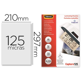 Fellowes Bolsas de Plastificar Brillo Din A4 125 mc Pack 25 Unidades Precio: 8.49999953. SKU: B136DAPTHG