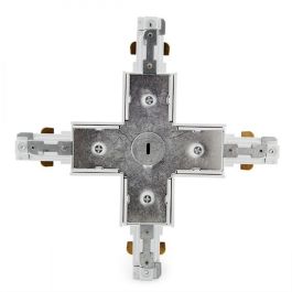 Conector X para Carril Bifásico Focos de LEDs Blanco