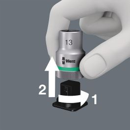 Wera 8006 SC 1 Zyklop Hybrid - Juego de Llaves de Tubo con Mango de Carraca 1/2", Resistente a la Corrosión, Negro/Cromo/Verde