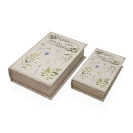 Caja Decorativa Versa Lienzo Madera MDF Flores Caja Decorativa Versa Lienzo Madera MDF Flores
