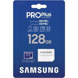 Samsung MB-MD128SA/EU Tarjeta de Memoria microSDXC PRO Plus 2023 128GB, 180MB/s Lectura, 130MB/s Escritura, Clase U3 V30 A2