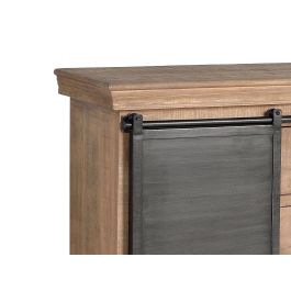 Giner y Colomer Cómoda Industrial de Madera de Mango y Metal 3 Cajones Gris Natural