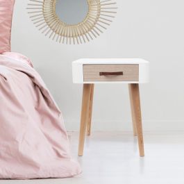 Home Deco Factory Mesita De Noche Blanca Estilo Escandinavo 35x35 cm h.48 cm