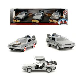 Regreso al Futuro Set 3 Vehículos DeLorean Escala 1:32 Edición Especial 40 Aniversario Metal