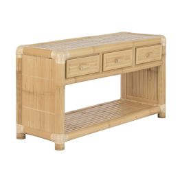 DKD Home Decor Consola Tropical Bambú y Ratán Natural 52 x 75 x 140 cm 3 Cajones