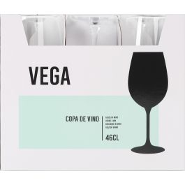 Inde Copa de Vino "Vega" 46 cl (0.46 L), Cristal, Diámetro 7.4 cm x Altura 22 cm - Juego de Copas para Vino Tinto y Blanco (24 Unidades)