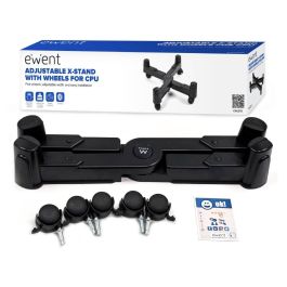Ewent EW1292 Soporte CPU Plegable con Ruedas para Torre PC Ajustable Universal con Freno - Negro