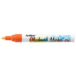 Rotulador Artline Glass Marker Especial Cristal Borrable En Seco O Humedo Color Naranja Fluor 12 unidades