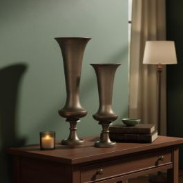 Giner y Colomer - Lote de 2 Jarrones Aluminio Bronce Envejecido 80x20cm y 62x25cm