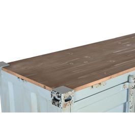 DKD Home Decor Armario Vintage Metal Azul Celeste 112x46x174 cm Estilo Contenedor con 2 Puertas, 3 Cajones, 2 Estantes