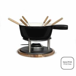 LIVOO MEN426N Juego de Fondue Tradicional 2,6L para 6 Personas de Hierro Fundido Esmaltado, Apto para Todo Tipo de Fuegos con 6 Tenedores