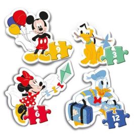 Disney Baby Puzzle Mickey 4 en 1, Puzzles infantiles 3-6-9-12 piezas, Dificultad Progresiva