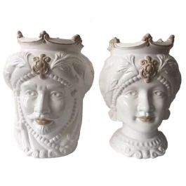 DKD Home Decor Macetero Mediterraneo Sicilia 2024 Blanco Beige Porcelana 10 x 14.5 x 10 cm (4 Unidades) Precio: 23.89000042. SKU: B174X8ZYJ2