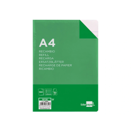 Liderpapel Recambio A4 100 Hojas 60gr Pauta 5ª 2.5mm con Margen 4 Taladros