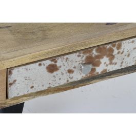 DKD Home Decor Mesa Centro Colonial con 2 Cajones de Madera de Mango y Metal Marrón y Negro 110x70x46 cm