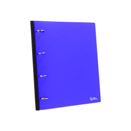 Liderpapel Carpeta 4 Anillas Redondas 25 mm Polipropileno DIN A4 Ultra Compacta Lomo Extensible 4 cm Azul