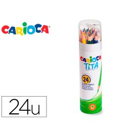 Lapices De Colores Carioca Tita Mina 3 mm Tubo Carton 24 Colores Surtidos + Sacapuntas