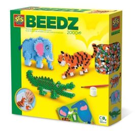 SES CREATIVE AAAAR50280 Cuentas termoadhesivas Animales de safari para crear elefante, tigre o cocodrilo en 3D