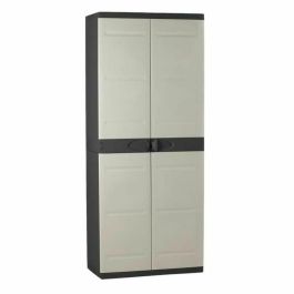 TITANIO PLASTIKEN Armario alto con 2 puertas con estantes - 70 x 44 x 176 cm - Beige y Negro - Gama TITANIO - Interior y Exterior Precio: 163.50000007. SKU: B1AHLRS7YX