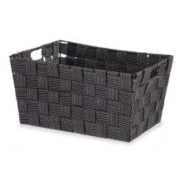 Kipit Cesta de Tela Cónica Rectangular con Asas Mediana Negro 30x14x20 cm (Set de 18)