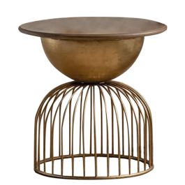 DKD Home Decor Mesita Auxiliar Vintage Dorado Marron Metal 55.5 x 53 x 55.5 cm