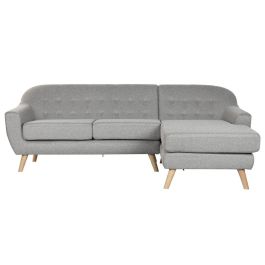 DKD Home Decor Sofá Scandi Chaiselongue de Poliéster Gris 144 x 84 x 226 cm