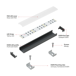 KIMERA EGEN Perfil Aluminio Anodizado Negro con Difusor Opal 2.02M