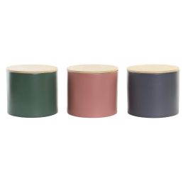 Bote Balines DKD Home Decor Verde Rosa 18 x 16 x 18 cm (3 Unidades)