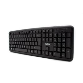 Nilox Teclado USB Negro - Tecnología de membrana silenciosa, 105 teclas español, compatible con Windows