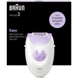 Braun SE3-000 Depiladora Eléctrica Silk-épil 3 / Series 3 con 20 Pinzas MicroGrip, Luz Integrada y Cabezal de Masaje, Modelo SE3-000