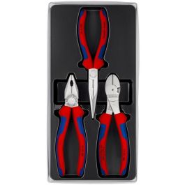 Knipex 00 20 11 V01 Juego de alicates de montaje de 3 piezas, Acero/Plástico, mangos Azul/Rojo, 180-200mm