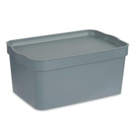 Kipit Caja Plastico Con Tapa 7,5L Gris 21x14.2x32cm (Set de 12)