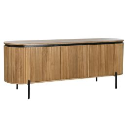 DKD Home Decor Buffet Balines 3 Puertas 1 Estantería Desmontable Mueble Madera Paulownia y Metal Natural Negro 170 cm Ancho x 40 cm Fondo x 80 cm Alto