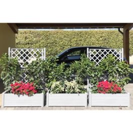 Stefanplast Jardinera Maceta Italia Rectangular con Rejilla para Flores y Plantas. Color Gris Piedra. Medidas 100x43x142 cm.