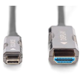 Digitus Cable Adaptador 4K USB Tipo-C a HDMI AOC, 20m Macho-Macho, Negro