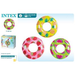 Intex Flotador Rueda Hinchable con Asas, Diseño Frutas Tropicales 1,07 cm, PVC para Niños +9 Años, Modelos Surtidos