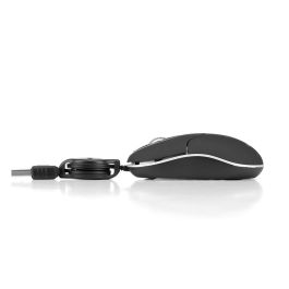 NGS SIN Ratón Óptico USB con Cable, 1000 DPI, 3 Botones, Retráctil, Negro NGS SIN Ratón Óptico USB con Cable, 1000 DPI, 3 Botones, Retráctil, Negro