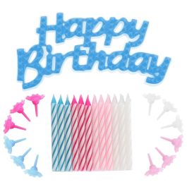 Party Time Juego de 24 Velas Aniversario con 12 Soportes y Decoración 'Happy Birthday' Precio: 1.68999974. SKU: B1D99JH4LS