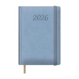 Dohe 13187 - 26 Agenda 2026 Samba Día página 15x21 cm Azul Claro, Tapa Dura Polipiel, Cierre Goma y Cinta, Papel 80g Ahuesado