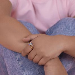 Disney Anillo Stitch chapado en oro con piedra transparente espiral autoajustable
