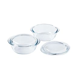 Pyrex 3426470296465 Juego de 2 Cazuelas de Vidrio Redondas 1 L