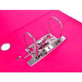 Liderpapel Archivador de Palanca A4 Filing System 80mm Rosa con Caja y Compresor Metálico Forrado