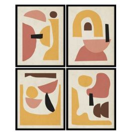 Cuadro Scandi DKD Home Decor Amarillo Granate 2.5 x 50 x 40 cm (4 Unidades)