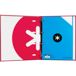 Antartik Carpeta con recambio A4 cuadro 5mm forrada 4 anillas 25mm redondas color frambuesa