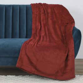Home Deco Factory Manta Microfibra Burdeos 125x150 cm Suave y Cálida