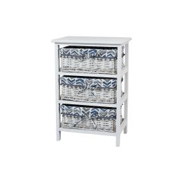 DKD Home Decor Cajonera de 3 Cajones de Madera Paulownia y Mimbre Blanca y Azul 40x29x59 cm Precio: 49.28814. SKU: S3028897