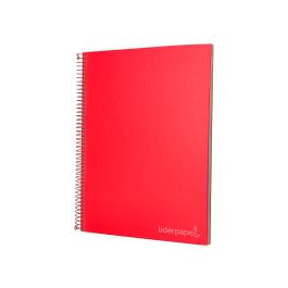 Cuaderno Espiral Liderpapel A4 Micro Jolly Tapa Forrada 140H 75 gr Cuadro 5 mm 5 Bandas 4 Taladros Color Rojo