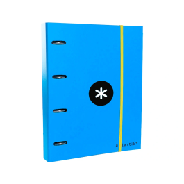 Antartik Carpeta con recambio a4 cuadro 5mm forrada 4 anillas 40mm redondas con solapa color azul