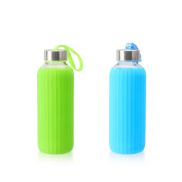 Bewinner Botella Agua Vidrio/Silicona 400ml - Medidas 7x7x19.8 cm