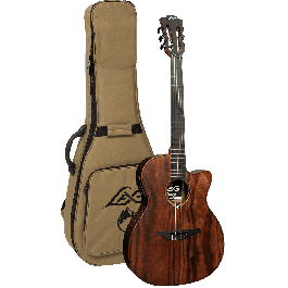 LAG Guitarra Acústica Nylon Auditorium Slim Cutway A/E Natural Satinado Brankowood/Eucalipto Electroacústica Stage-LAG